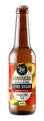 Toyo Kombucha - Sparkling Fermented Tea | Exotic Peach Kombucha - Zero Sugar | 330ml (Pack of 6) - Rich in Probiotics and Antioxidants