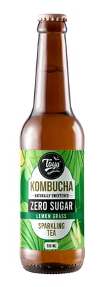 Toyo Kombucha - Sparkling Fermented Tea | Lemon Grass Kombucha - Zero Sugar | 330ml (Pack of 6) - Rich in Probiotics and Antioxidants