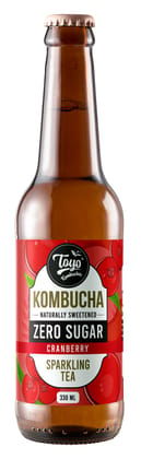 Toyo Kombucha - Sparkling Fermented Tea | Cranberry Kombucha - Zero Sugar | 330ml (Pack of 6) - Rich in Probiotics and Antioxidants