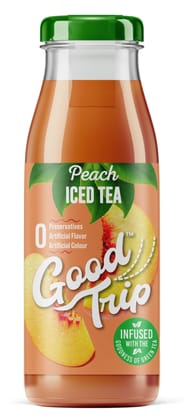 Good Trip Refreshing Brewed Black & Green Iced Tea, Peach Flavor, Pack of 6 Glass Bottles