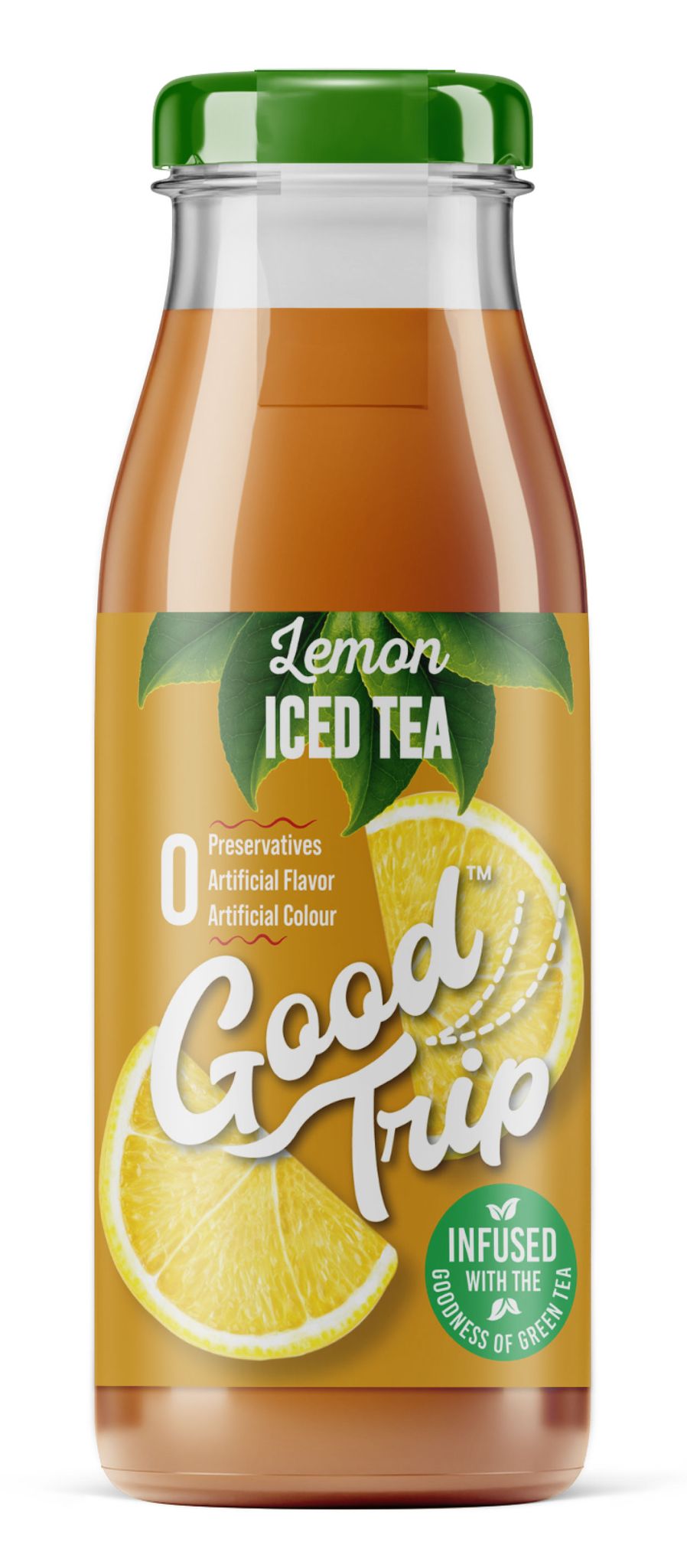 Good Trip Refreshing Brewed Black & Green Iced Tea, Lemon Flavor, Pack of 6 Glass Bottles