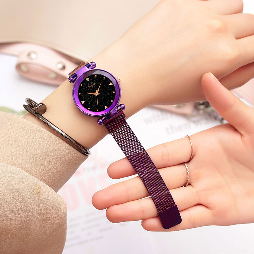 Bhakti Fashion Golden Mesh Magnetic Trending Collection Analog Watch For Women & Girls