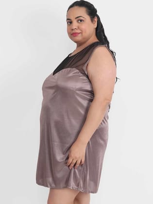 Plus Size Sexy Net & Satin Babydoll Bikini Dress for Honeymoon BB31Bm