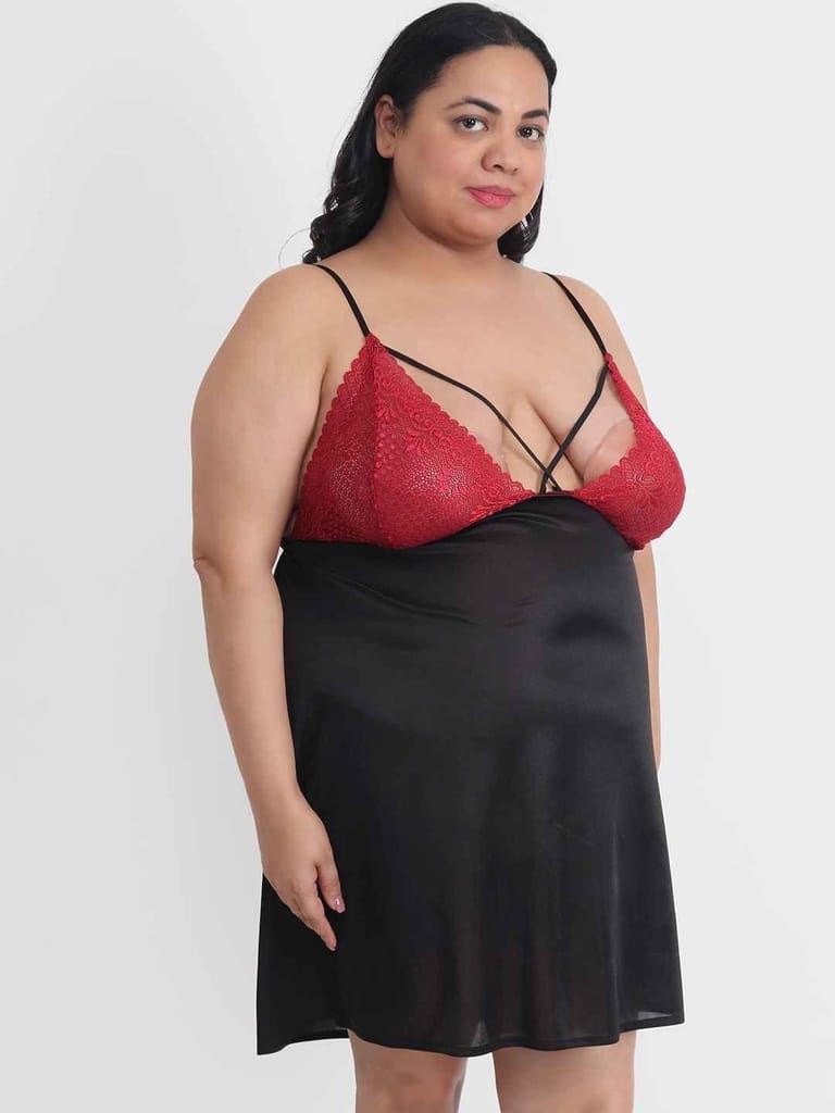 Klamotten Women's Plus Size Sexy Babydoll Dress With Lace for Honeymoon BB39K - Nightwear & Loungewear | Buy online on ZillyBuy