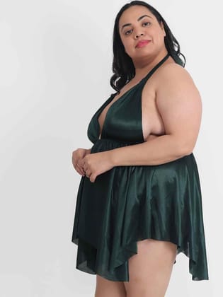 Klamotten Women's Plus Size Sexy Black Babydoll Dress for Honeymoon BB36Gb