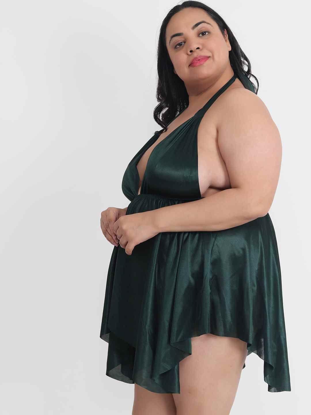 Klamotten Women's Plus Size Sexy Black Babydoll Dress for Honeymoon BB36Gb