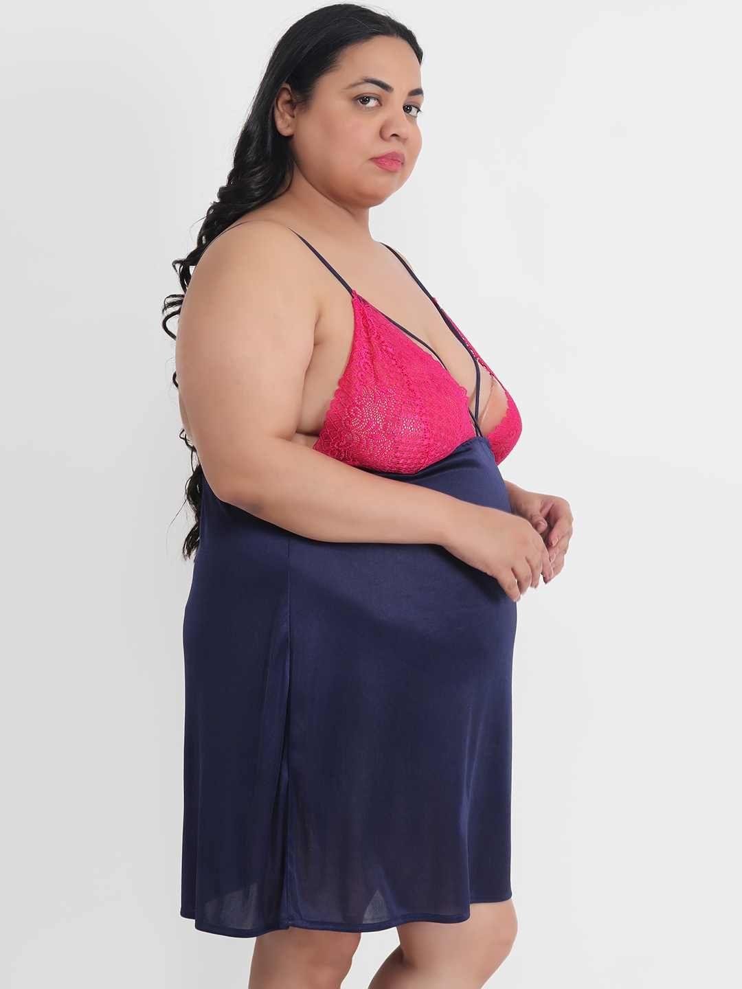 Klamotten Women's Plus Size Sexy Babydoll Dress With Lace for Honeymoo