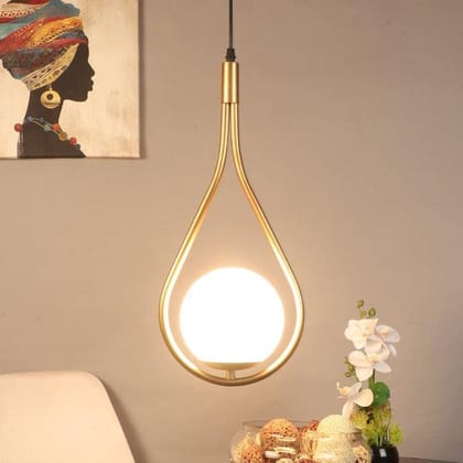 ELIANTE Gold Iron Base White Glass Shade Hanging Light - 1522-1Lp - Without Bulb