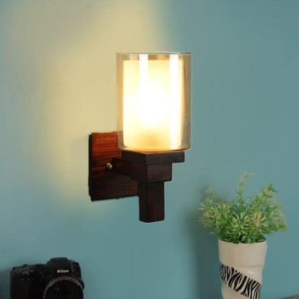 ELIANTE Insolent Brown Wood Wall Lights by Jainsons Lights - Aj-03-1W-Gold-Wh - Without Bulb