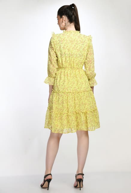STYLZINDIA-Yellow-Elegant Solid Belted Sheath Dress for womens, casual &  party wear