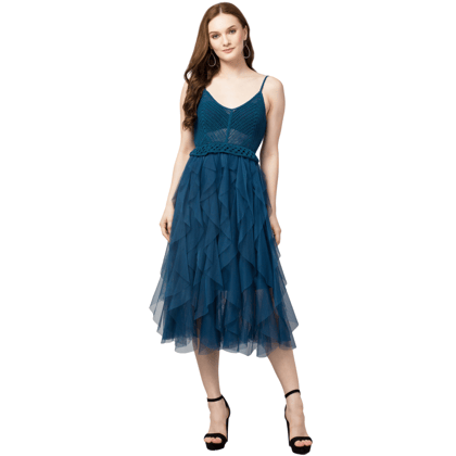STYLZINDIA Dark Blue-Trendy Crochet Mesh Dress for womens, casual & party wear