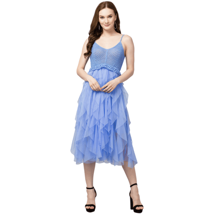 STYLZINDIA Blue-Trendy Crochet Mesh Dress for womens, casual & party wear