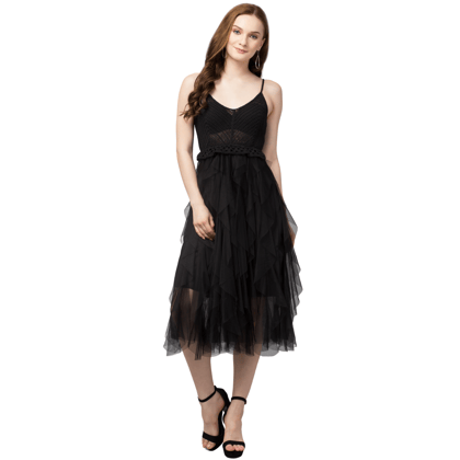STYLZINDIA Black-Trendy Crochet Mesh Dress for womens, casual & party wear