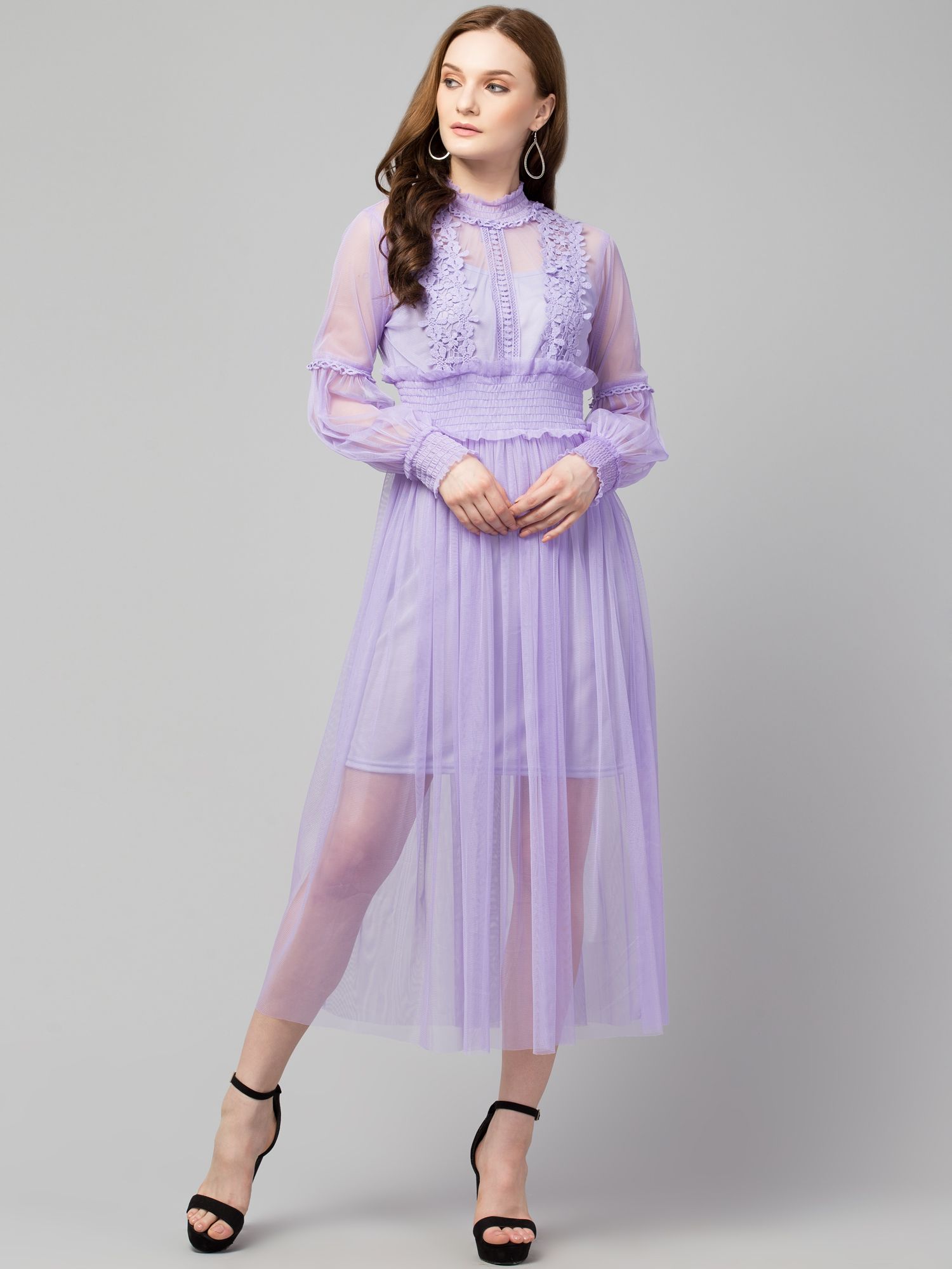 STYLZINDIA Purple-Trendy Lace Net Dresses for womens, casual & party wear