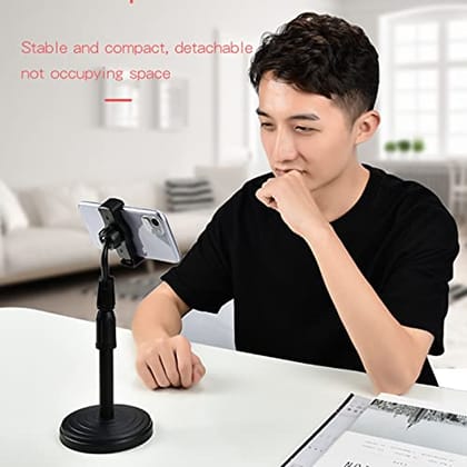 URBAN CREW Adjustable Height 360 Degree Rotation Universal Mobile Stand/Holder for Table & Bed Compatible with All Smartphones (Black)
