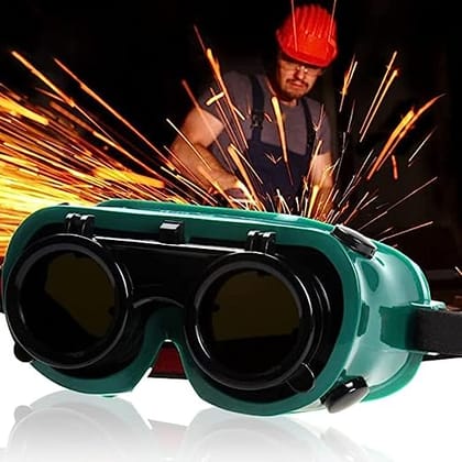 URBAN CREW Professional Welding Goggles Flip-up Filter Poly-Carbonated Lens (Dark Green, Large) (1 PCS)