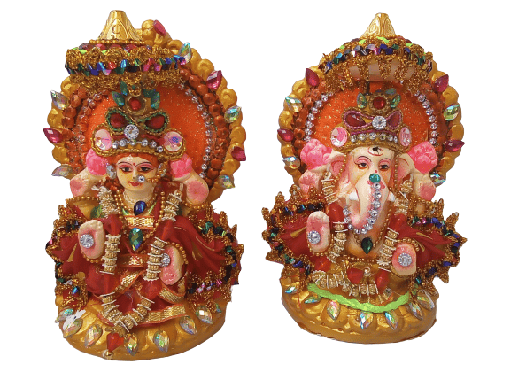 Exclusive Terracotta Designer Ganesh Lakshmi Idol for Deepawali & All Worship