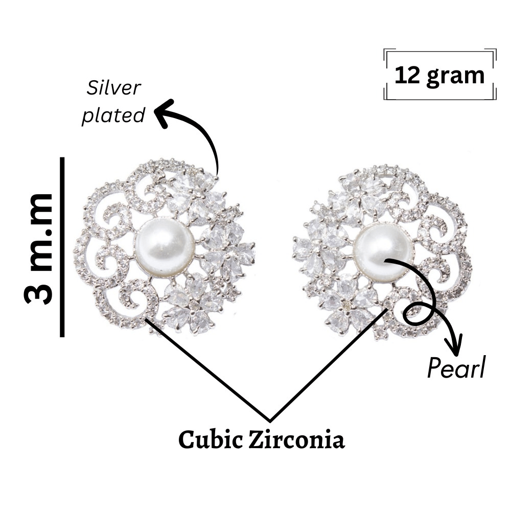 Ear stud | Ear stud earrings |Silver plated ear stud |Ear stud for girls and women