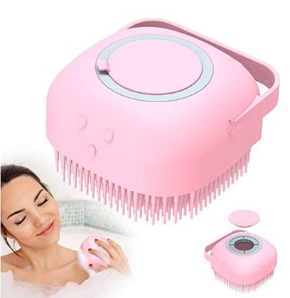 URBAN CREW Silicon Massage Bath Brush Hair Scalp & Bathing Brush For Cleaning Body | Silicone Bath Wash Scrubber Cleaner & Massager For Shampoo Soap Dispenser | Bathin (1PC)