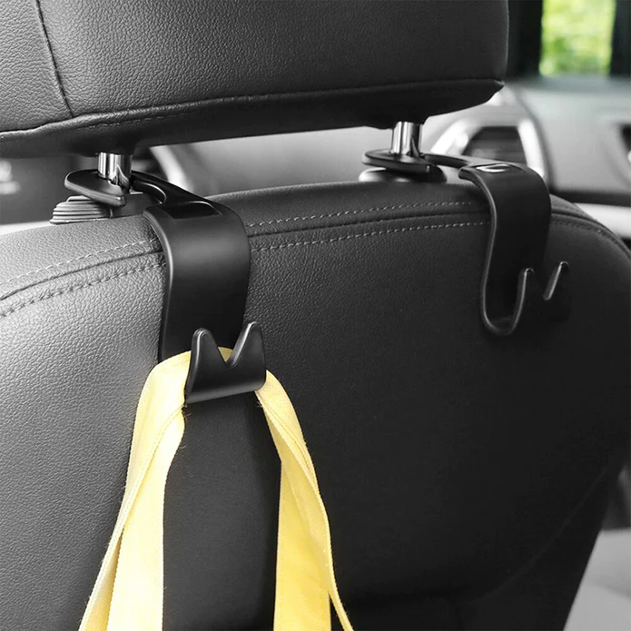 4-Packs 2-in-1 Car Headrest Hidden Hook, Upgraded Car Rear Seat