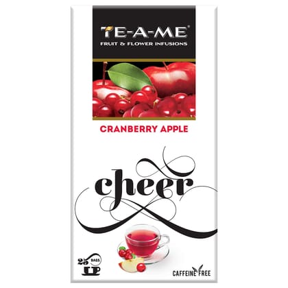 TE-A-ME Cranberry Apple Infusion Tea, 25 Tea Bags | 100% Caffeine Free | Fruit Infusion Tea TE-A-ME Cranberry Apple Infusion Tea, 25 Tea Bags | 100% Caffeine Free | Fruit Infusion Tea