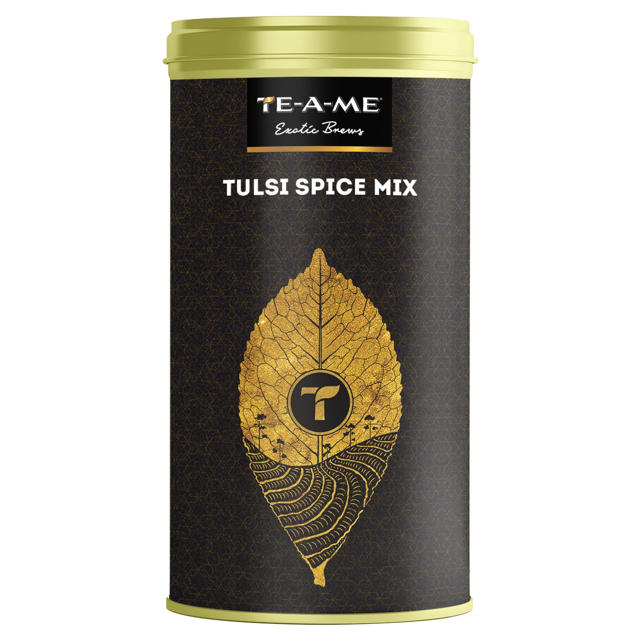 TE-A-ME Tulsi Spice Mix Loose Leaf Infusion Tea Tin, 50 Grams | 100% Natural Ingredients - Tulsi, Cardamom, Ginger Spice, Cinnamon Spice, Black Pepper Spice, Clove Spice | 100% Caffeine Free