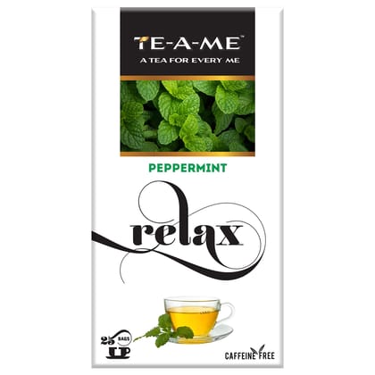 TE-A-ME Relax Peppermint Herbal Tea, 25 Tea Bags | 100% Natural Ingredients - Peppermint Leaves and Licorice Root | Refresh your Mood | 100% Caffeine Free | Herbal Infusion Tea