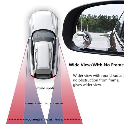URBAN CREW HD Glass Frameless Round Convex Rear View Blind Spot Mirror Cars/Trucks/Vans (2") (Pack of 2)
