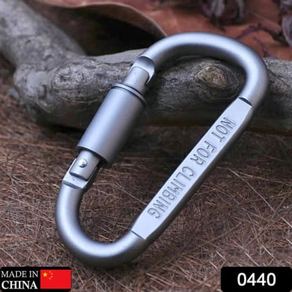 URBAN CREW GEAR Aluminum Alloy Screw Lock Carabiner D Shaped Key Case Steel-Grey (2 Pcs)