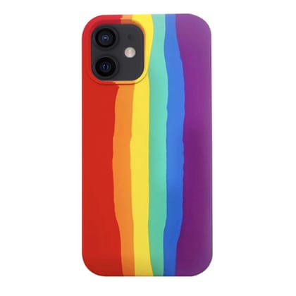LIRAMARK Liquid Silicone Soft Back Cover Case for Apple iPhone 12 Mini (5.4 inch) (Rainbow)