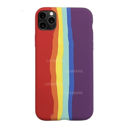 LIRAMARK Liquid Silicone Soft Back Cover Case for Apple iPhone 11 Pro (Rainbow)
