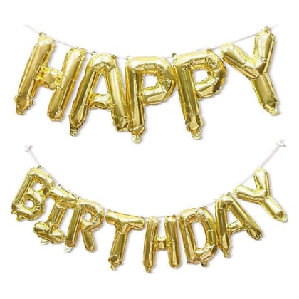 KASA Happy Birthday Foil Letter Balloons Party Decoration (Gold)