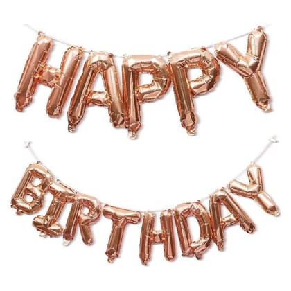 KASA Happy Birthday Foil Letter Balloons Party Decoration (Rose Gold)