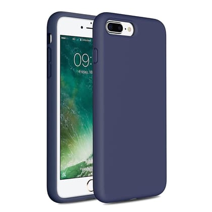 LIRAMARK Liquid Silicone Soft Back Cover Case for Apple iPhone 7 Plus / 8 Plus (Midnight Blue)