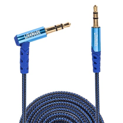 LIRAMARK Indestructible 3.5mm Male to Male Metallic Aux Audio Cable with Gold Plated Connectors, 1Meter (Blue)