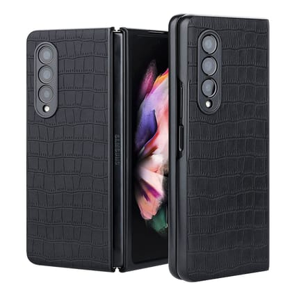 LIRAMARK PU Leather Shockproof Hard PC Slim Thin Protective Phone Case for Samsung Galaxy Z Fold 3 5G
