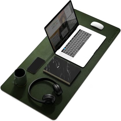 LIRAMARK Desk Pad, 700mm x 350mm PU Leather Office Desk Mat, Ultra Thin, Extra Large, Waterproof Desk Blotter, Laptop Mouse Pad Table Protector for Office and Home (Pine Green)