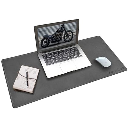 LIRAMARK Desk Pad, 700mm x 350mm PU Leather Office Desk Mat, Ultra Thin, Extra Large, Waterproof Desk Blotter, Laptop Mouse Pad Table Protector for Office and Home (Cement Grey)