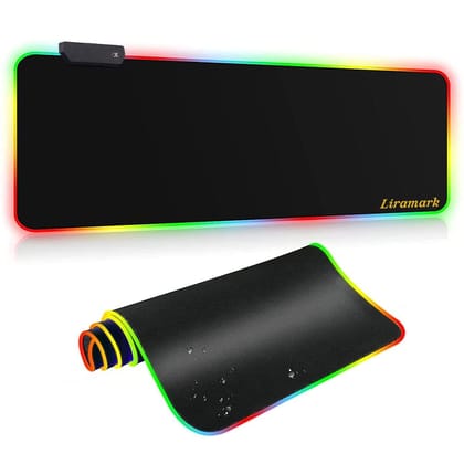 LIRAMARK RGB Gaming Mouse Pad, Large Extended Soft Led Mouse Pad with 14 Lighting Modes for Computer Laptop Mousepads Mat (800mm x 300mm x 4mm, Black)