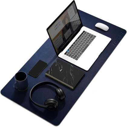 LIRAMARK Desk Pad, 700mm x 350mm PU Leather Office Desk Mat, Ultra Thin, Extra Large, Waterproof Desk Blotter, Laptop Mouse Pad Table Protector for Office and Home (Midnight Blue)