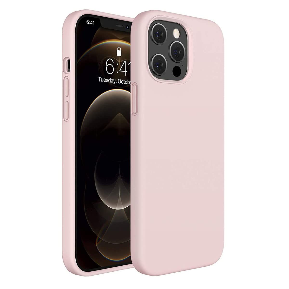 LIRAMARK Liquid Silicone Soft Back Cover Case for Apple iPhone 12 / Apple iPhone 12 Pro (6.1 inch) (Pink)