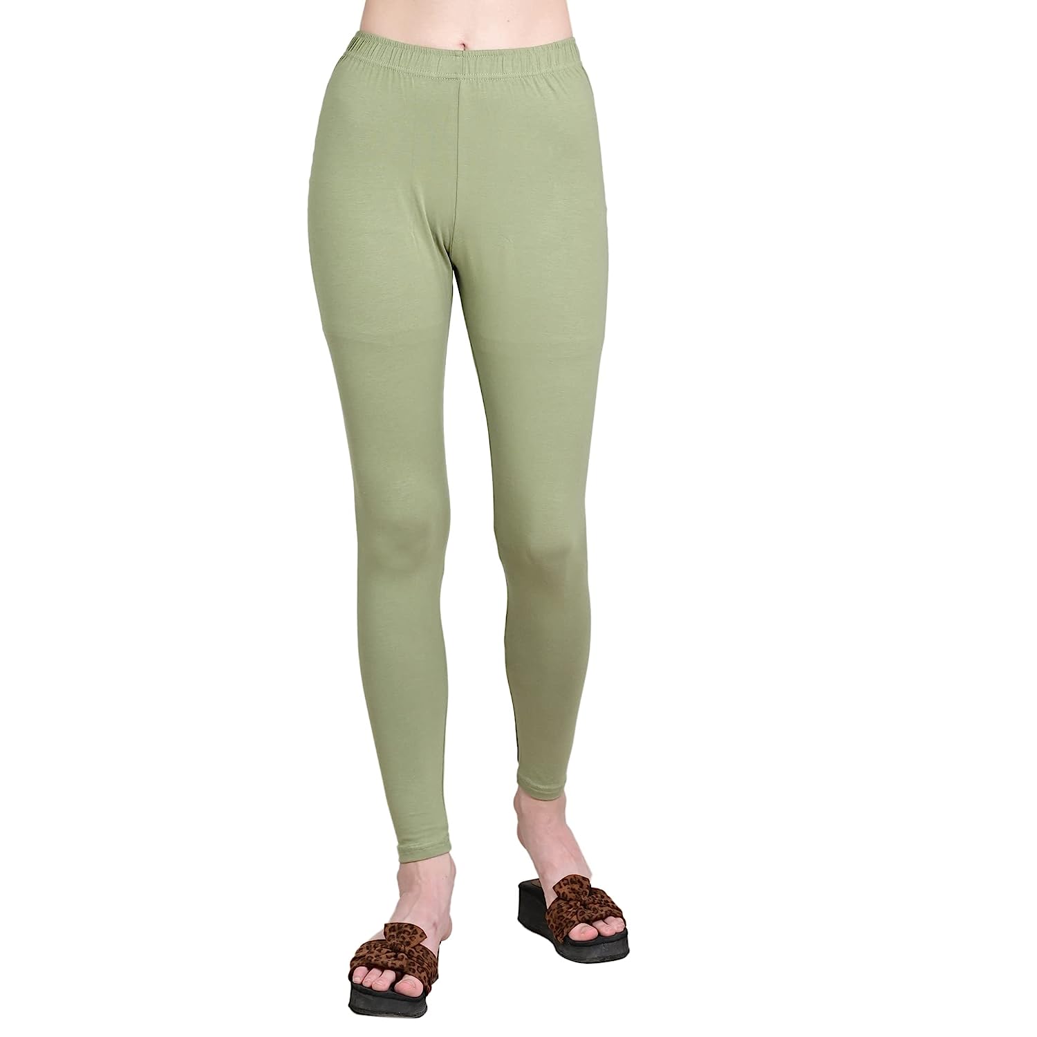 Aqua Green Color Women Cotton Stretchable Ankle Length Legging-LGA46