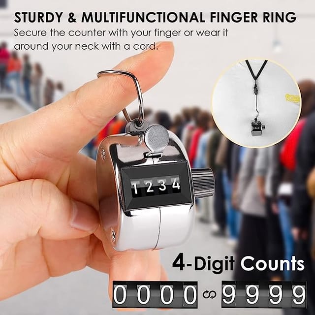 KTRIO Metal Hand Tally Counter 4 Digit Tally Counters Mechanical Palm Counter Clicker Counter Handheld Pitch Click Counter Number Count for Row