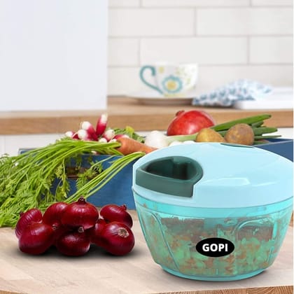 Vegetable Chopper for Kitchen,Cutter with 3 Blades for Chopping Cut,Vegetables and Fruits (Green, 450-ML, Polypropylene)