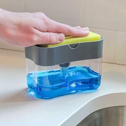 Denzcart Soap Dispenser Pump for Dishwasher Liquid Holder , Liquid Dispenser Through Pump ( Multi-Color , 400 ML) with Sponge
