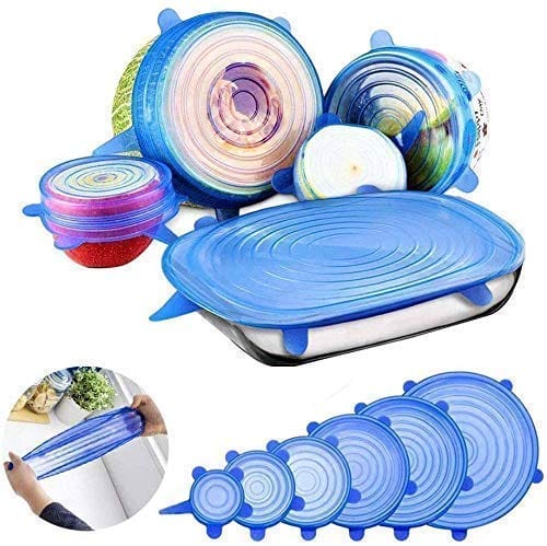 Dc Set of 6 Pcs Silicone Stretch Lids- Silicon Lids and Covers - Food Fresh Saver Cover, Freezable, Microwavable Cover Stretchable Covers for Bowls, Cups, Pots, 6-Pack of Various Sizes (Multicolour)