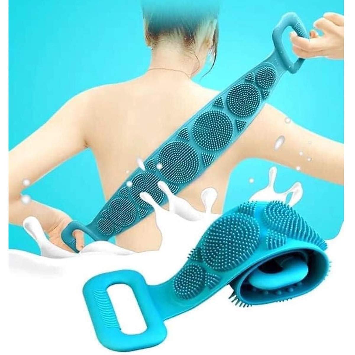 DC body scrubber belt bath brush silicone scrub back skin shower double exfoliating massager