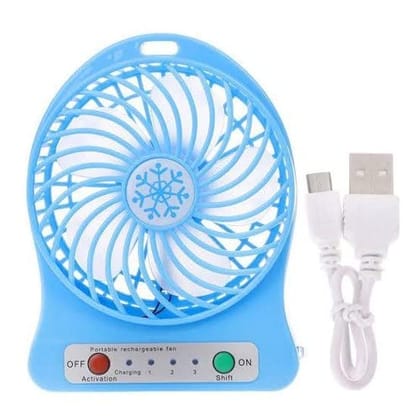 DC Usb Mini Fan Portable Chargeable Charging Desktop (10.5x 3.5x 14cm)-Multicolor
