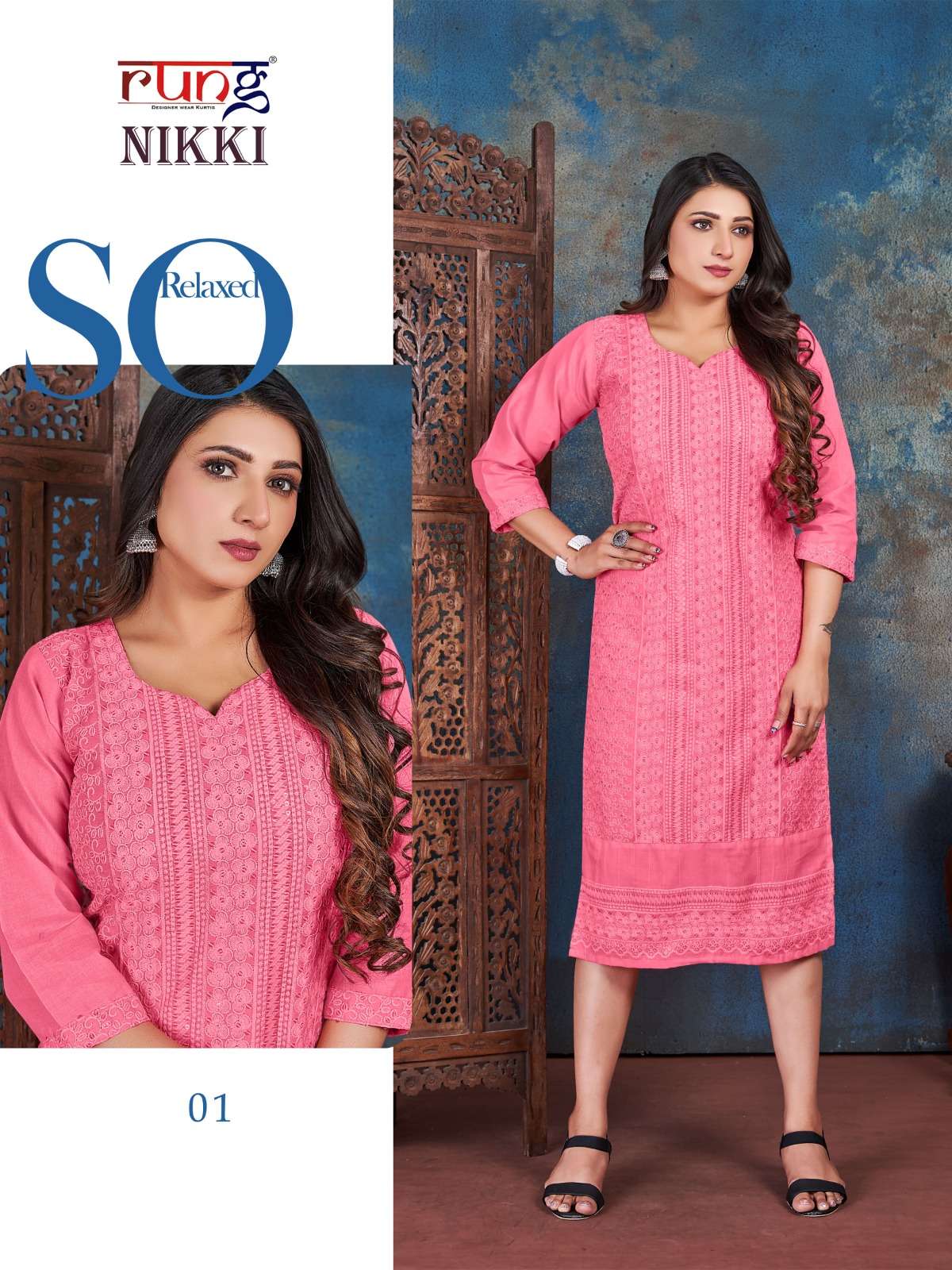 Navy Blue Rayon Kurti Aarohi | Latest Designer Kurtis Online