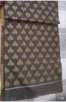 Sambalpuri fabric Brown with Yellow leaf design
